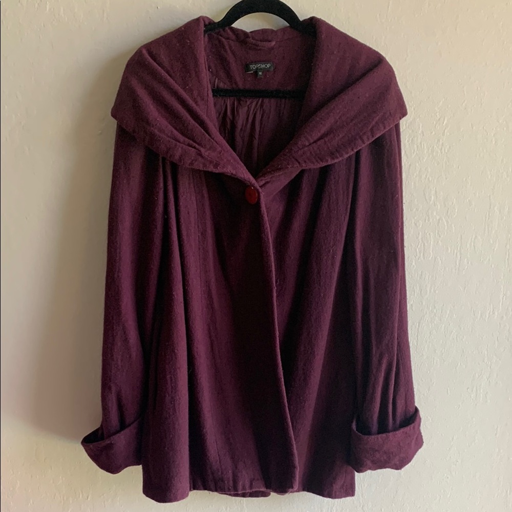 Topshop Rich Burgundy Wool Coat